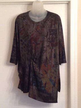 Inoah Asymmetrical Art To Wear Graffiti Tunic Top Shirt M USA